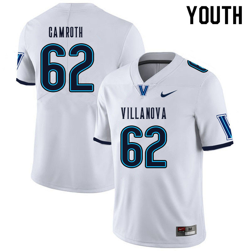 Youth #62 Colin Gamroth Villanova Wildcats College Football Jerseys Sale-White - Click Image to Close